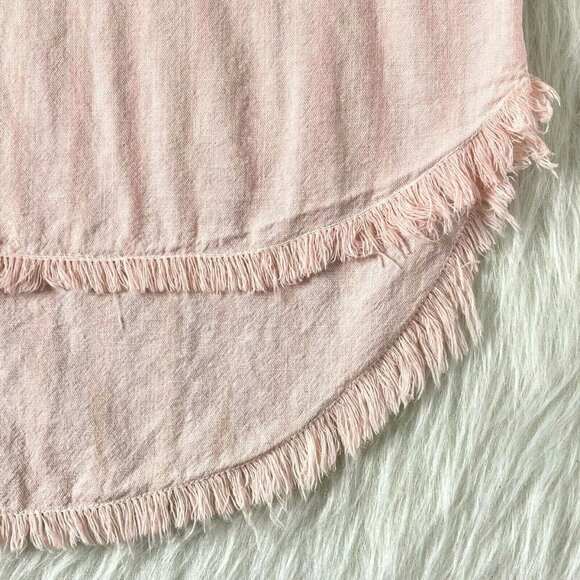 Articles of Society Womens size Large L/S Collared Button Shirt Hi Low Hem Pink - Picture 5 of 10